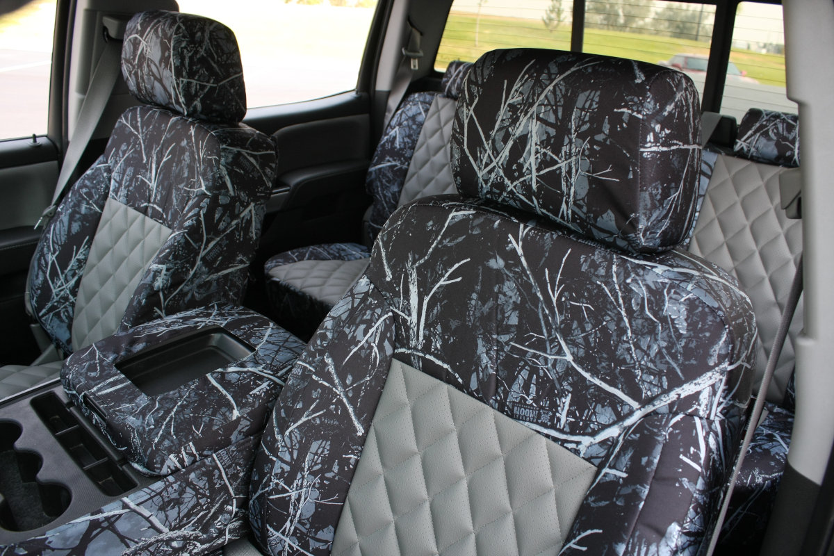 White Black Designcovers Chevy Truck Seat Covers Fits 2014 to 2018 Chevrolet Silverado with Your Choice of Name Side Airbag Friendly 22 Color Options