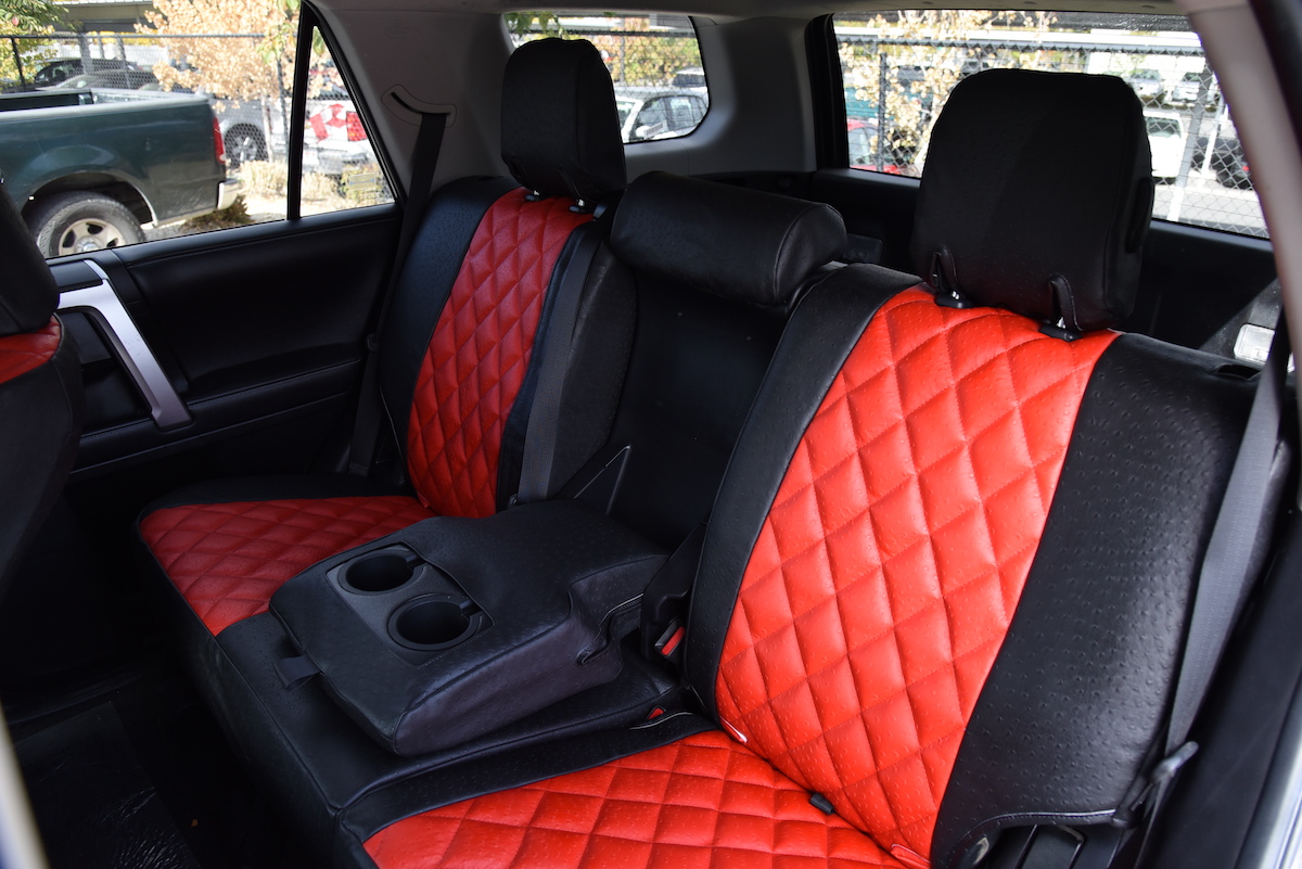 FULL SET Car Seat Covers Black/Red Diamond fabric Year 2019 To fit A Toyota Aygo 