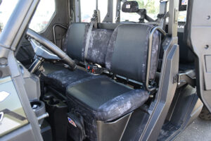2020 Polaris Ranger front bench seat covers with Black Ostrich simulated leather and Kryptek Typhon trim