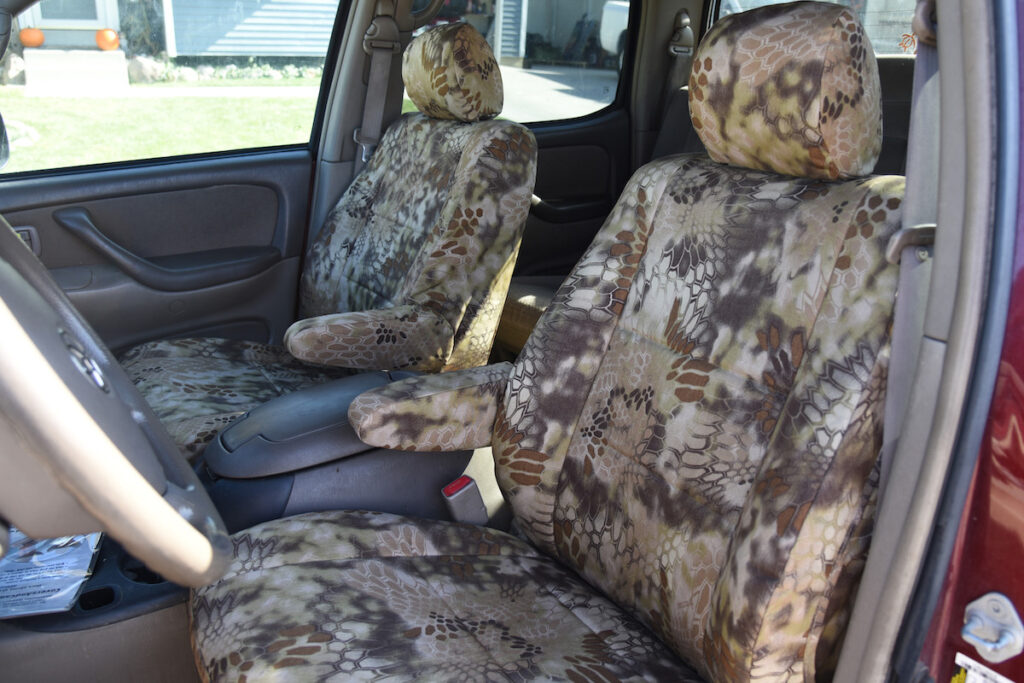 2006 Toyota Tundra front seat covers in Kryptek Highlander camouflage