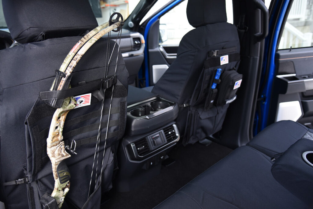 2021 Ford F-150 tactical seat back storage panels with MOLLE accessories