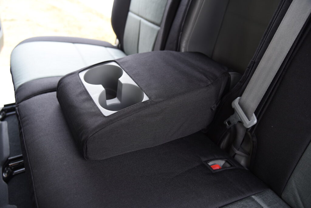 2012 Toyota Tundra rear center armrest with Charcoal HD1000 inserts and Black HD1000 trim