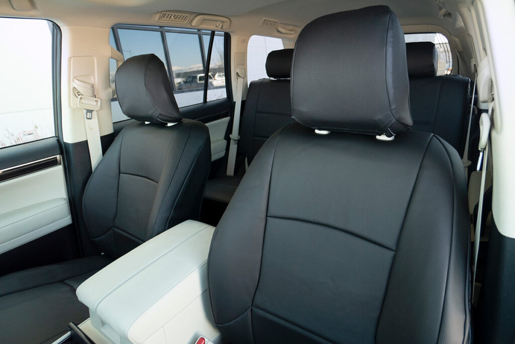 2021 Lexus GX-460 front Leatherette seat covers with Black Sof-Touch inserts and matching Black Sof-Touch trim