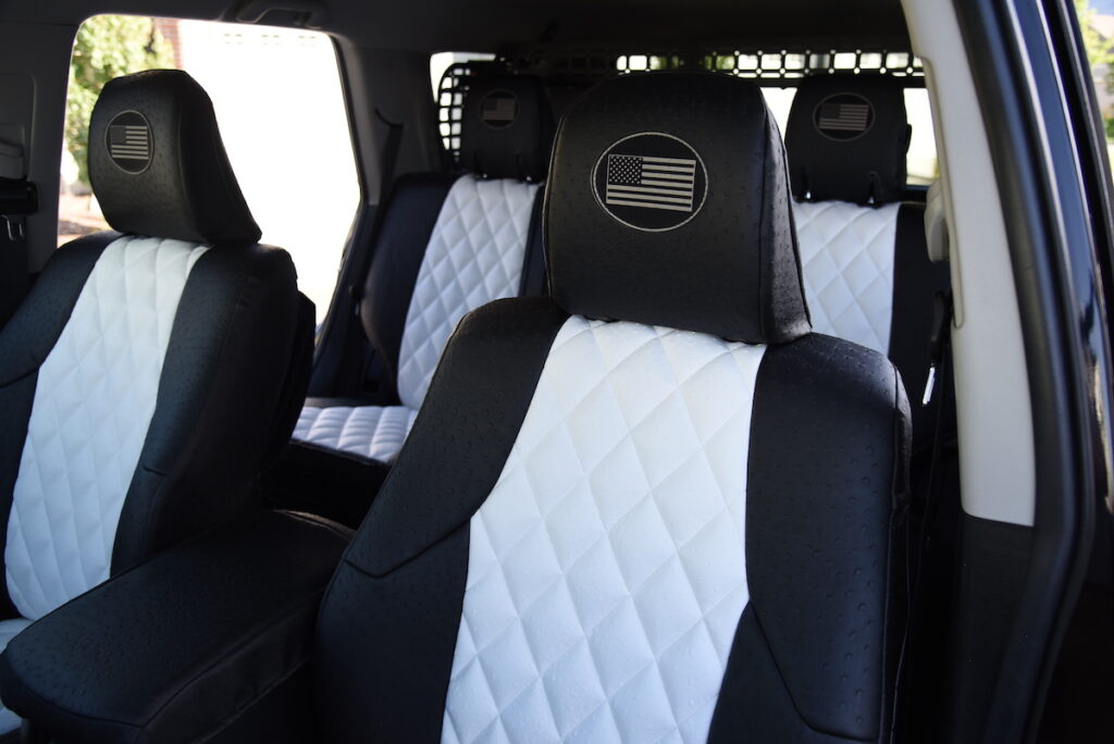2021 Toyota 4Runner seat covers in White Ostrich Diamond with Black Ostrich trim