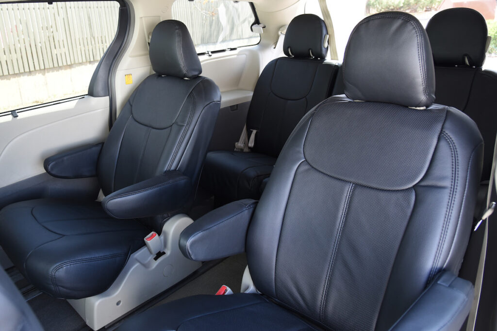 2012 Toyota Sienna Black Perforate Leather Black Vinyl Black Stitch2 | Covers and Camo