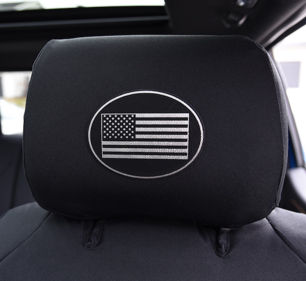 2021 Ford F150 Headrest Logos American Flag Black 3.5 x 2.75 | Covers and Camo