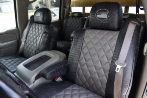 2006 Chevy Silverado 3500 front Alligator seat covers with Charcoal Ostrich Diamond inserts and Midnight Croc trim