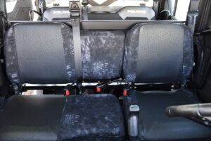 2020 Polaris Ranger front bench seat covers with Black Ostrich simulated leather and Kryptek Typhon trim