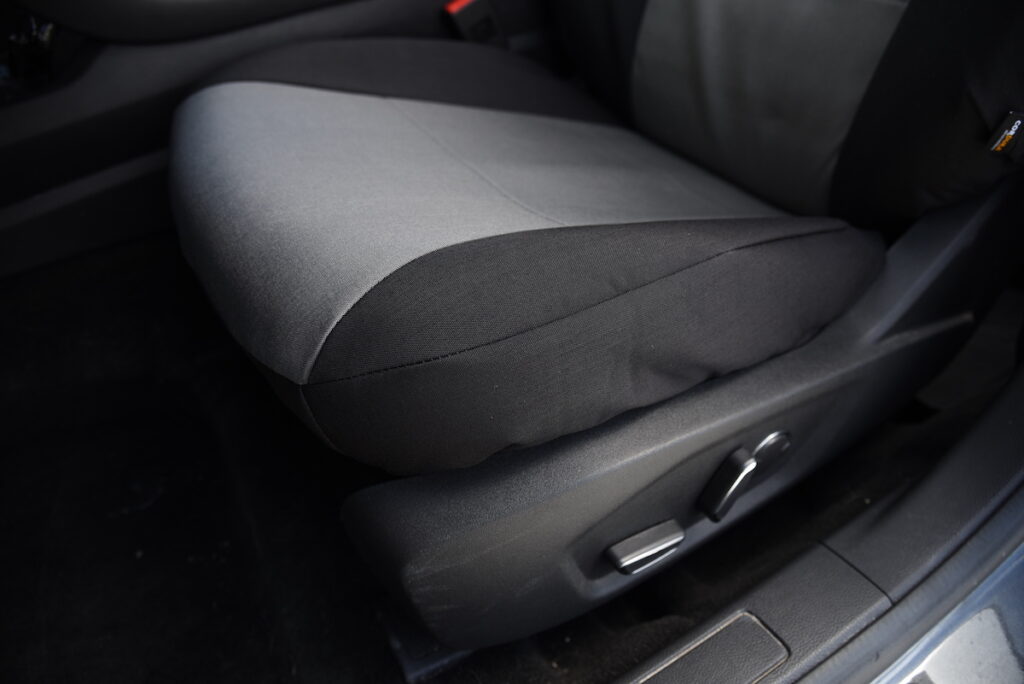 2015 Ford Fusion front Canvas Seat Covers Bronze Series with Gray Cordura inserts and Black Cordura side panels