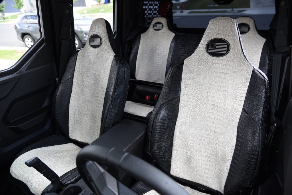 2024 Polaris Expedition ADV front UTV Exotic Seat Covers with Bone Croc inserts and Midnight Croc trim