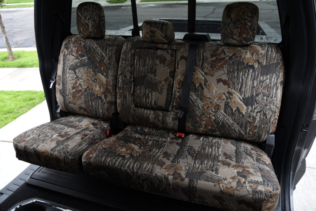 2026 Ford F-350 rear seats with Realtree Xtra Grey camo seat covers