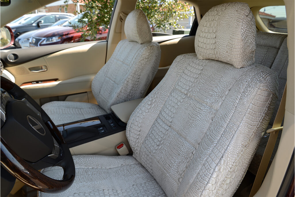 2015 Lexus RX 350 front alligator seat covers with Bone Croc inserts and Bone Croc trim