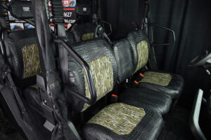 2026 CFMOTO U10 rear seats with Mossy Oak Bottomland inserts and Midnight Croc trim