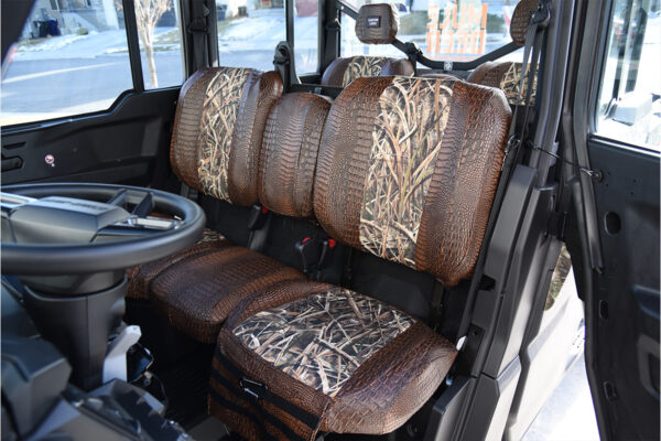 2026 Can-Am Defender 
 Insert: Mossy Oak Shadow Grass Blades (Canvas)
 Trim: Java Croc (Sim. Leather)
 Product: UTV