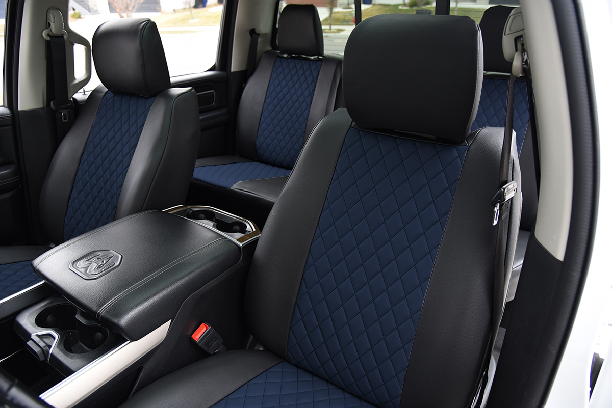 2022 RAM 1500 Blue Faux Leather Diamond Black Faux Leather | Covers and Camo