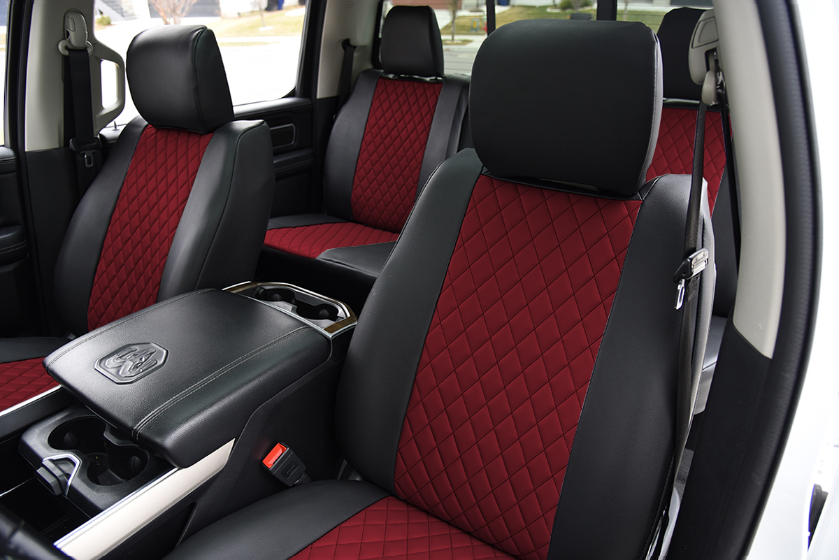 2022 RAM 1500 Red Faux Leather Diamond Black Faux Leather | Covers and Camo