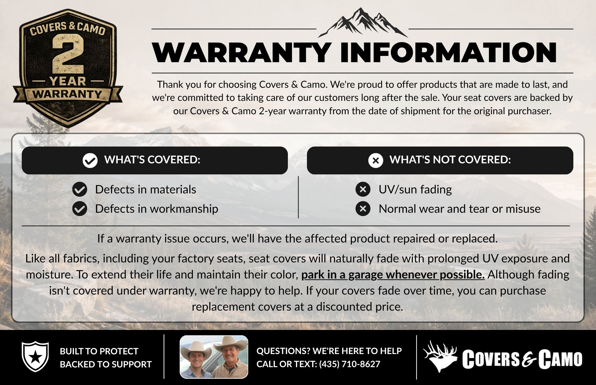 Warranty Information | Covers and Camo