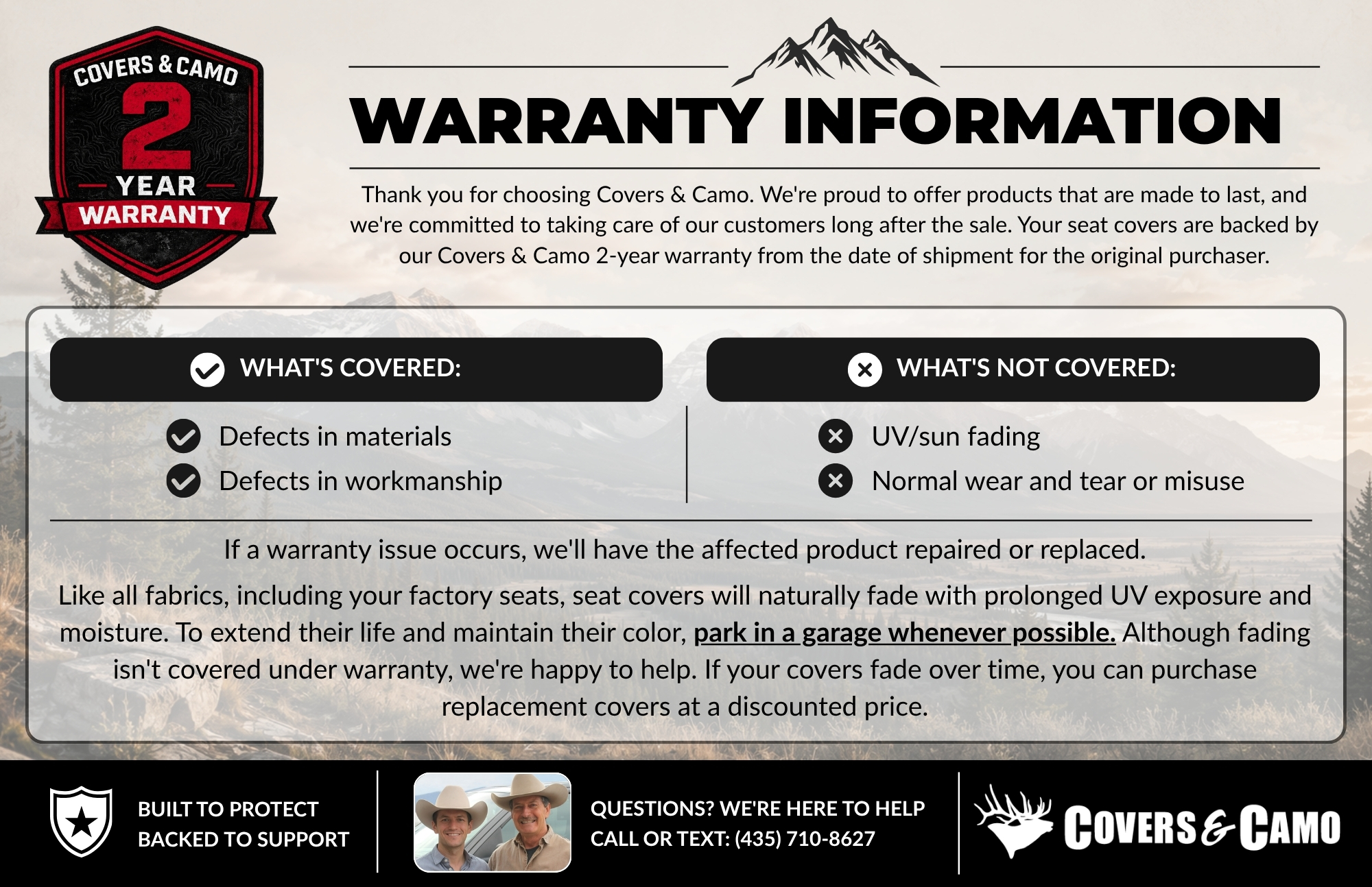 Warranty Information 3 | Covers and Camo