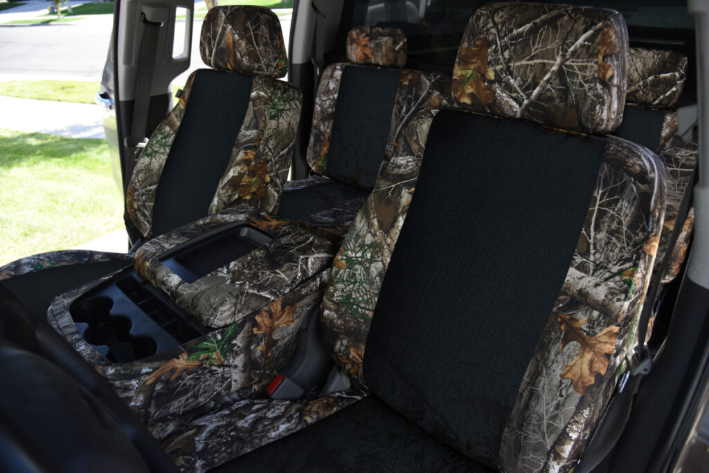 2015 Chevy Silverado 1500 front seats with Realtree Edge and black seat cover sections