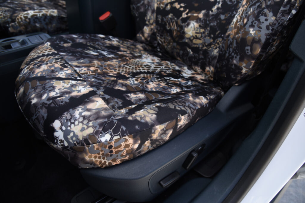 2025 Ford Maverick seat cushion with Kryptek Skyfall Black seat cover