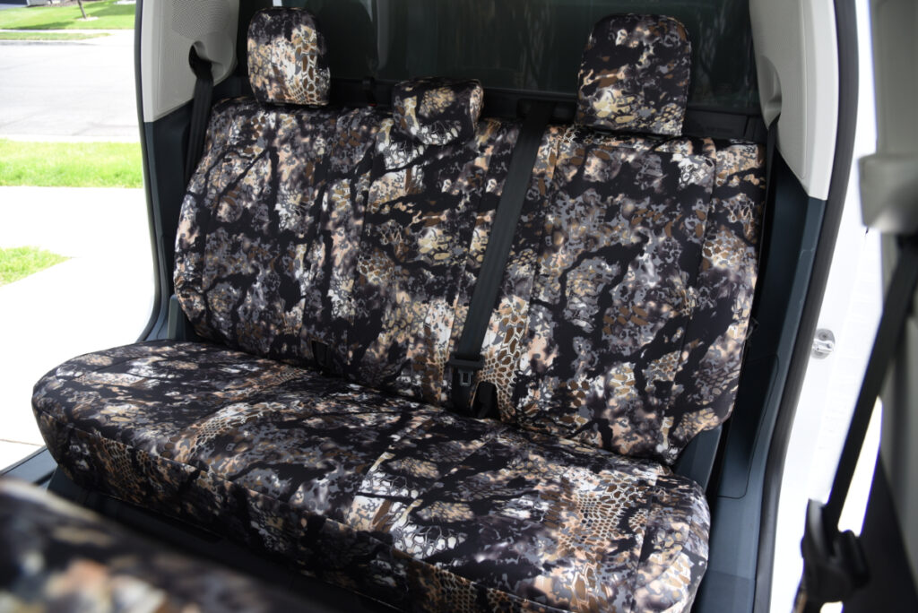 2025 Ford Maverick rear bench with Kryptek Skyfall Black seat covers