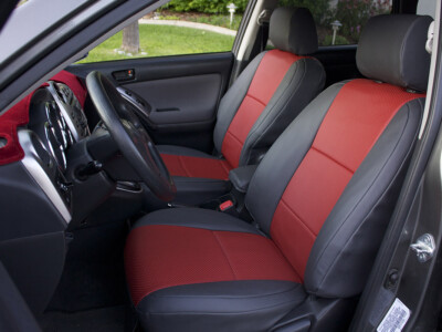 2004 Toyota Matrix front seat covers with Salsa Perforated Sof-Touch inserts and Black Sof-Touch trim