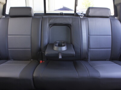 2011 Chevy Silverado 2500 rear bench leatherette seat covers with Charcoal Sof-Touch inserts and Black Sof-Touch trim