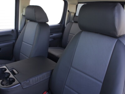 <b>
2011 Chevy Silverado 2500
</b>
  <br>
         Insert: Charcoal Sof-Touch S26 (Sim. Leather) 
  </br>Trim: Black Sof-Touch S01 (Sim. Leather)
</br>Product: Sim. Leather - Gold Series | Covers and Camo