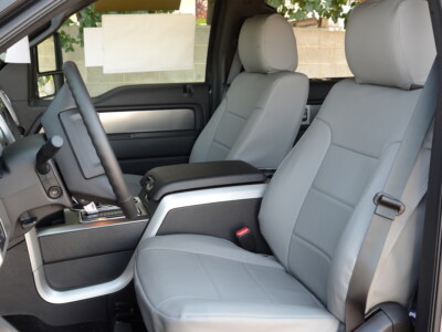 2014 Ford F150 front seat covers in Medium Gray Sof-Touch simulated leather