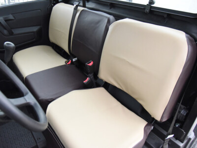 2019 John Deere Gator seat covers with Sandstone SofTouch inserts and Brown SoftTouch trim