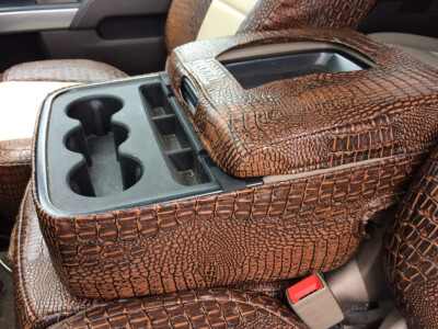 <b>
2015 Chevy Silverado 2500
</b>
  <br>
         Insert: Sandstone Sof-Touch S35 (Sim. Leather)
  </br>Trim: Java Croc E42 (Sim. Leather)
<br>Product: Exotic - Gold Series</br> | Covers and Camo