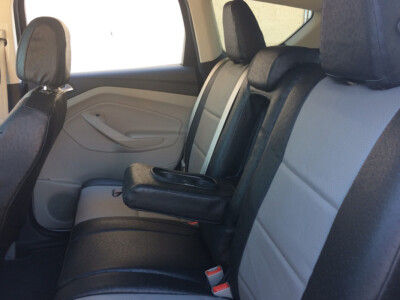 2017 Ford Escape rear seat covers in Medium Gray Perforated Sof-Touch and Black Ostrich trim