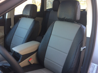 2017 Ford Escape front seat covers in Medium Gray Perforated Sof-Touch and Black Ostrich trim
