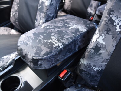 2022 Polaris General front seat covers with Black Dura EZ-Care inserts and TrueTimber Urban canvas trim