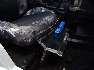2022 Polaris General front seat covers with Black Dura EZ-Care inserts and TrueTimber Urban canvas trim