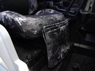 2022 Polaris General front seat covers with Black Dura EZ-Care inserts and TrueTimber Urban canvas trim