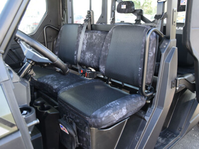 2020 Polaris Ranger front bench seat covers with Black Ostrich simulated leather and Kryptek Typhon trim
