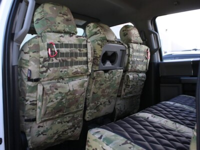 2019 Ford F-250 tactical MOLLE seat back organizers in MultiCam Original camouflage