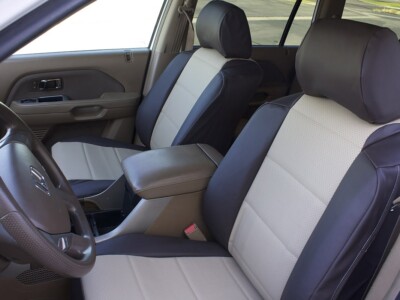 <b>
2008 Honda Pilot
</b>
<br>
Insert: Sandstone Perforated Sof-Touch L35 (Sim. Leather)
</br>Trim: Brown Sof-Touch S06 (Sim. Leather)
<br>Product: Sim. Leather - Gold Series</br> | Covers and Camo