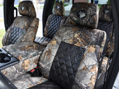 <b>
2011 Ford F-350
</b>
<br>
Insert: Ebony Croc E40 Diamond (Sim. Leather)
</br>Trim: Realtree Xtra C63 (Canvas) 
</br>Product: Camo - Gold Series Truck Seat Cover