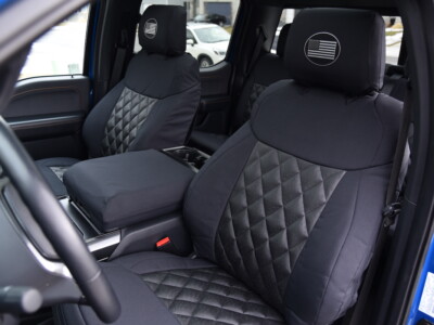 <b>
2021 Ford F-150
</b>
  <br>
         Insert: Black Ostrich E01 Diamond (Sim. Leather)
  </br>Trim: Black Dura EZ-Care D01 (Canvas)
</br>Product: Exotic - Gold Series | Covers and Camo