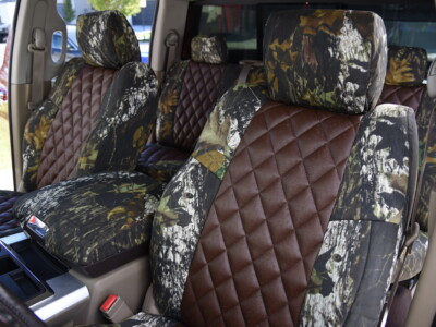 2010 RAM 1500 seat covers in Brown Ostrich Diamond and Mossy Oak New Break-Up camouflage