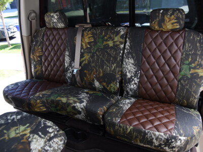 2010 RAM 1500 seat covers in Brown Ostrich Diamond and Mossy Oak New Break-Up camouflage