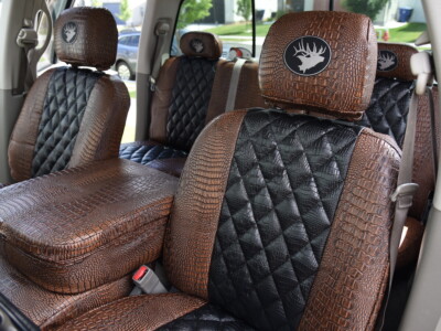 <b>
2009 RAM 2500 
</b>
<br>
Insert: Midnight Croc Diamond (Sim. Leather)
</br>Trim: Java Croc E42  (Sim. Leather)
</br> Product: Exotic- Gold Series | Covers and Camo