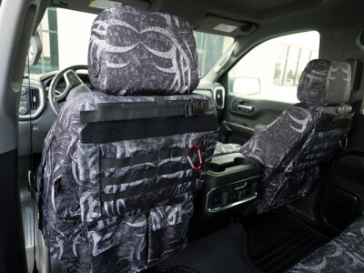 <b>
2021 Chevrolet Silverado 1500
</b>
<br>
Insert: Charcoal Gray Perforated SofTouch L26 (Sim. Leather) with Diamond Stitching
</br>Trim: Goldberg Jackhammer Black (C75)
<br> Product: Camo - Gold Series </br> | Covers and Camo