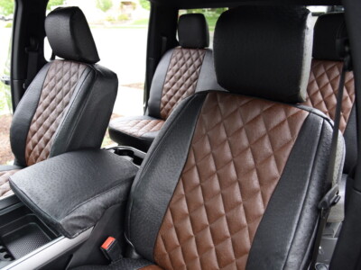 <b>
2022 RAM 2500
</b>
  <br>
         Insert: Brown Ostrich E04 Diamond (Sim. Leather)
  </br>Trim: Black Ostrich E01 (Sim. Leather)
</br>Product: Exotic - Gold Series Dodge Seat Covers