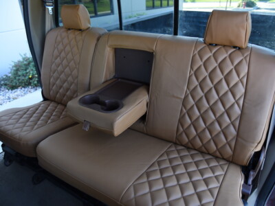 2005 Ford F-350 rear leatherette seat covers in Caramel Sof-Touch Diamond and Caramel Sof-Touch trim