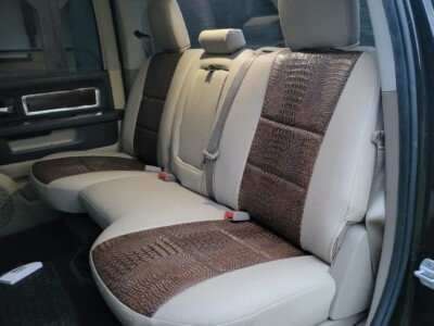 <b>
2011 RAM 3500
</b>
  <br>
         Insert: Java Croc E42 (Sim. Leather)
  </br>Trim: Sandstone Ostrich E35 (Sim. Leather)
<br> Product: Exotic - Gold Series </br> | Covers and Camo