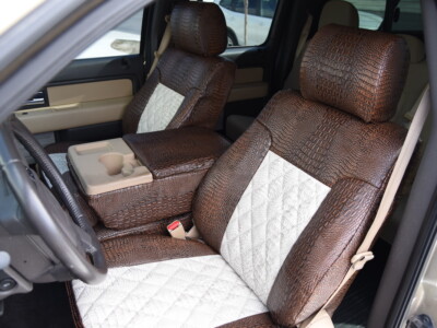 <b>
2014 Ford F150
</b>
  <br>
         Insert: Bone Croc E41 Diamond  (Sim. Leather) 
  </br>Trim: Java Croc E42 (Sim. Leather) 
</br>Product: Exotic - Gold Series | Covers and Camo
