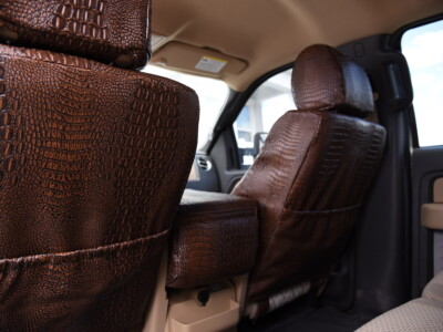 <b>
2014 Ford F150
</b>
  <br>
         Insert: Bone Croc E41 Diamond  (Sim. Leather) 
  </br>Trim: Java Croc E42 (Sim. Leather) 
</br>Product: Exotic - Gold Series | Covers and Camo
